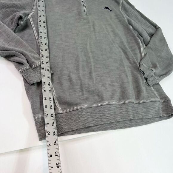 Tommy Bahama Sweater Mens Medium Gray Long-Sleeve Knitted Quarter Zip Pullover - Picture 2 of 8